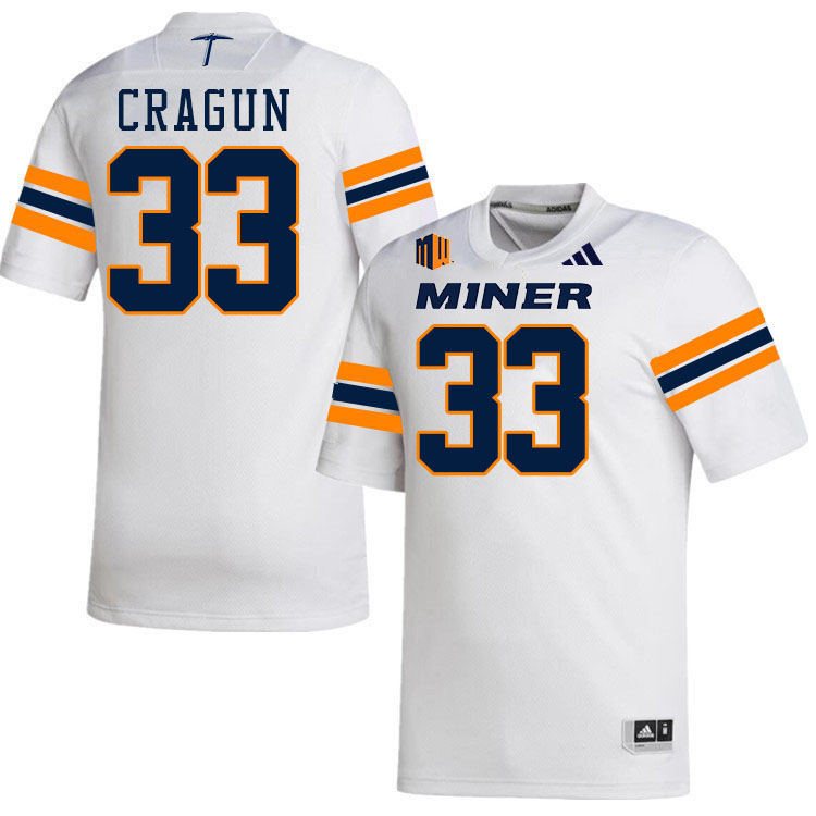 UTEP Miners #33 Tanner Cragun College Football Jerseys,Uniforms-White